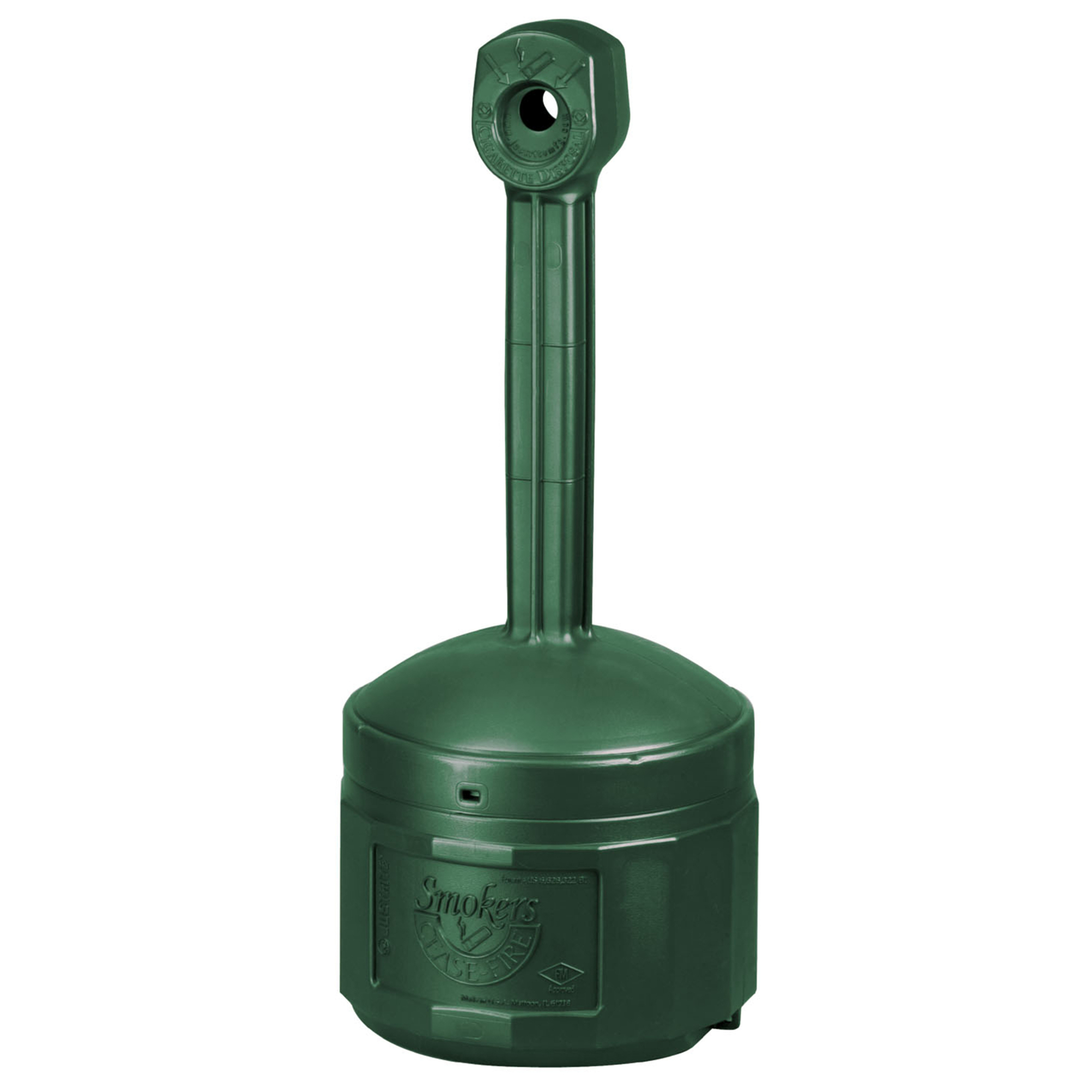 Justrite Outdoor Ashtray — 4 Gallon, Plastic, Self-Extinguishing, Forest Green, Model# 26800G
